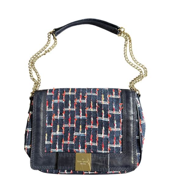 kate spade Handbags - Kate Spade Red White & Blue Foldover Chain Shoulder Bag Sz 11"x8"
